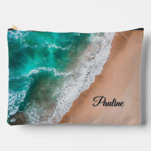 Pochette À Accessoires Vagues sur Sandy Beach Personnel