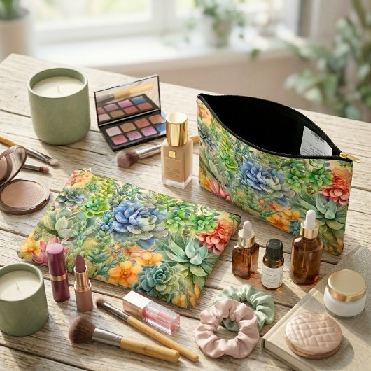 Pochette À Accessoires Variété de Succulentes