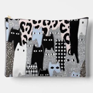 Pochette À Accessoires Vérification à Carreaux et à Vichy Chat Motif Patc
