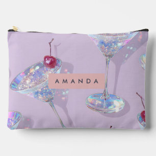 Pochette À Accessoires Verre à Martini iridescent personnalisé avec paill