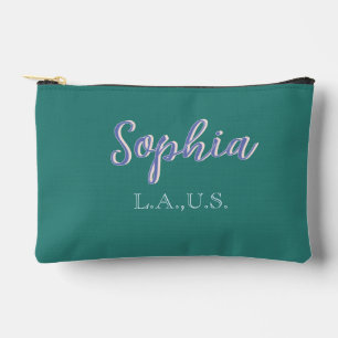 Pochette À Accessoires VERT ajouter nom fille patronne texte VIOLET éléga