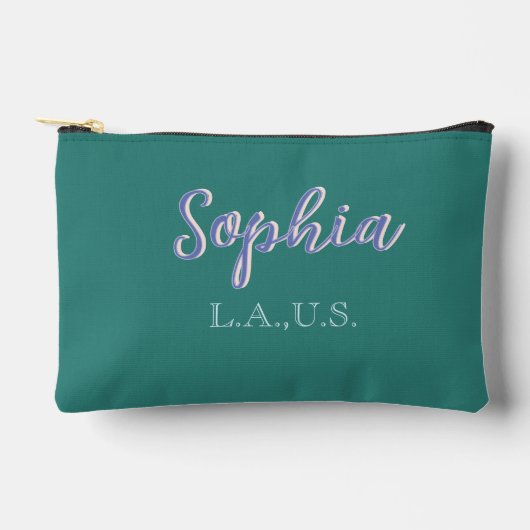 Pochette À Accessoires VERT ajouter nom fille patronne texte VIOLET éléga (Recto)