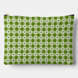 Pochette À Accessoires Vert Avocat Plaid Gingham Rétro Cœur