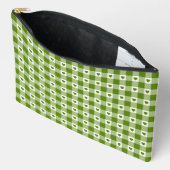 Pochette À Accessoires Vert Avocat Plaid Gingham Rétro Cœur (Ouvrir)