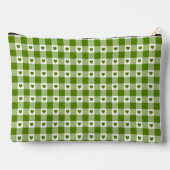 Pochette À Accessoires Vert Avocat Plaid Gingham Rétro Cœur (Verso)