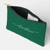 Pochette À Accessoires Vert Chasseur et Élégant Nom Blanc (Ouvrir)