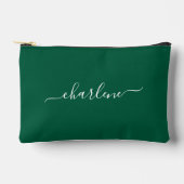 Pochette À Accessoires Vert Chasseur et Élégant Nom Blanc (Recto)