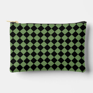 Pochette À Accessoires Vert Noir Damier Diamant Motif Petit