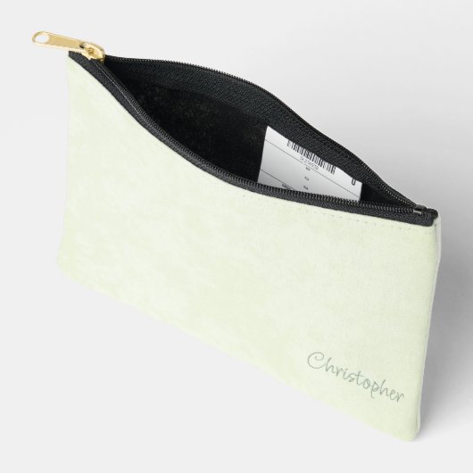 Pochette À Accessoires Vert pâle avec nom (Ouvrir)