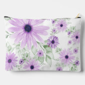 Pochette À Accessoires Vert violet personnalisé, Fleurs aquarelles (Verso)