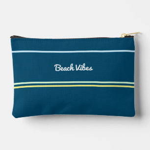 Pochette À Accessoires Vibes de plage bleu marine été cool monogramme