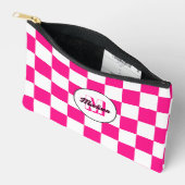 Pochette À Accessoires Vichy rose clair géométrique rétro Monogramme (Ouvrir)
