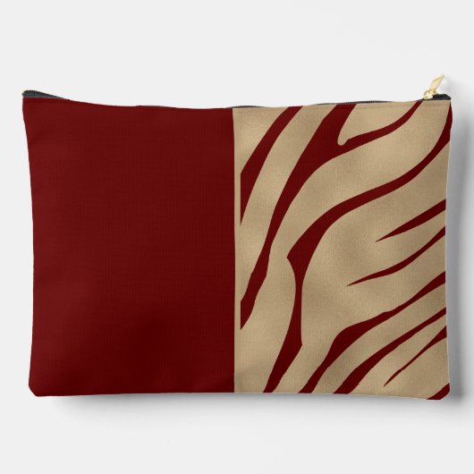 Pochette À Accessoires Vin or et rouge Zebra Stripes Motif (Verso)
