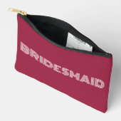 Pochette À Accessoires Vin Rouge Typographie moderne Bridesmaid (Ouvrir)
