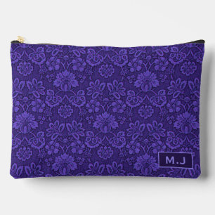 Pochette À Accessoires Violet Damassé Élégant Monogrammé Vintage