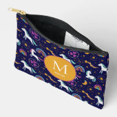 Pochette À Accessoires Violet foncé, licornes et arcs-en-ciel customisés (Ouvrir)