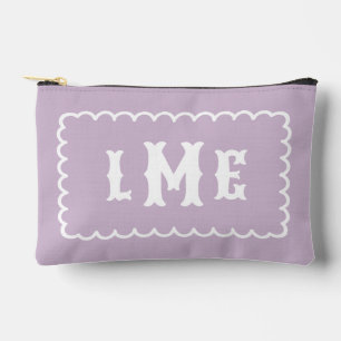 Pochette À Accessoires Violet lilas et monogramme à bordure ourlée blanc