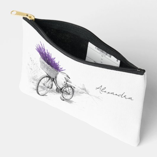 Pochette À Accessoires Violette Lavande Sketch Zipper (Ouvrir)