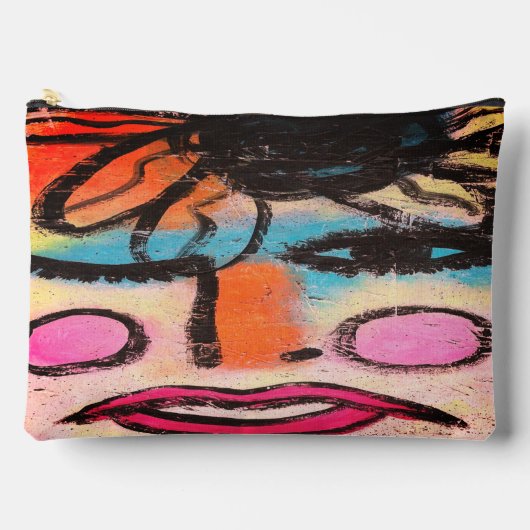 Pochette À Accessoires Visage Abstrait avec Fleur (Recto)