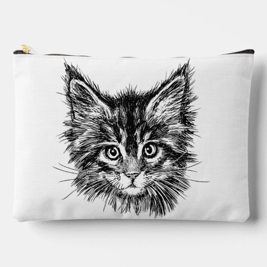 Pochette À Accessoires Visage de Kitten noir et blanc (Recto)