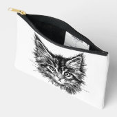 Pochette À Accessoires Visage de Kitten noir et blanc (Ouvrir)