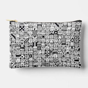 Pochette À Accessoires Visages de Dessin Animé Drôles Carrés