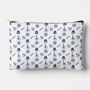 Pochette À Accessoires Voile Illustrant Sml Ptn Navy Bleu+Blanc