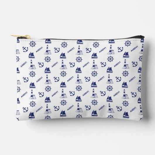 Pochette À Accessoires Voile Illustrant Sml Ptn Navy Bleu+Blanc (Recto)