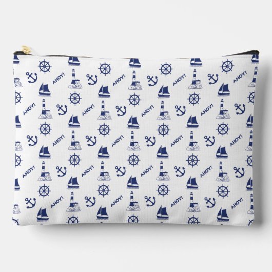 Pochette À Accessoires Voile Illustrant Sml Ptn Navy Bleu+Blanc (Recto)