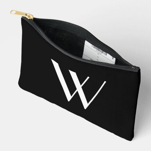 Pochette À Accessoires Votre monogramme en noir et blanc (Ouvrir)
