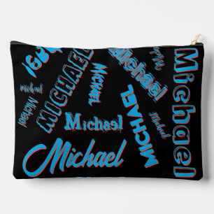 Pochette À Accessoires Votre nom motif monogramme bleu rouge noir couleur