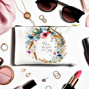 Pochette À Accessoires Vous êtes le Dieu qui reste, aquarelle florale