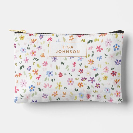 Pochette À Accessoires Watercolor Floral Pattern Pretty Personalized (Recto)