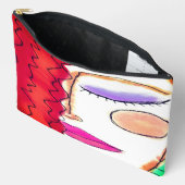 Pochette À Accessoires Wavy Red Hair Art Abstrait original (Ouvrir)