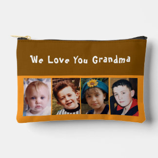 Pochette À Accessoires We love you grandma 4 photo brown orange