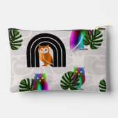 Pochette À Accessoires Whimsical Boho Owl & Tropical Monstera Leaf (Verso)