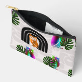 Pochette À Accessoires Whimsical Boho Owl & Tropical Monstera Leaf (Ouvrir)