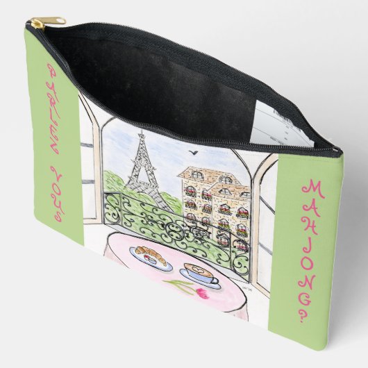 Pochette À Accessoires Whimsical Paris and Eiffel Tower MAHJONG (Ouvrir)