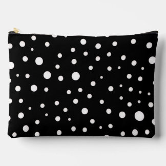 Pochette À Accessoires White Polka Dots on Black Large
