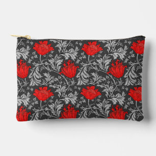 Pochette À Accessoires William Morris Anemone, gris / gris et rouge