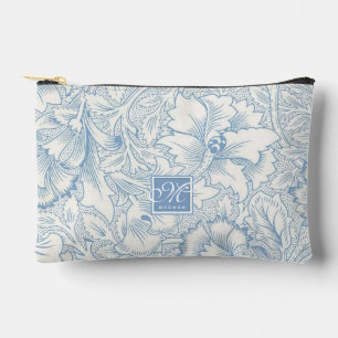 Pochette À Accessoires William Morris, Monogramme Acanthus Bleu Art Nouve