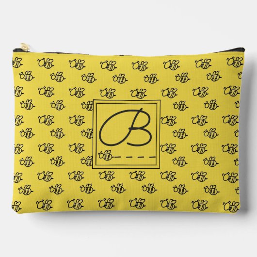 Pochette À Accessoires Yellow Summer Bees Monogramme Motif (Recto)