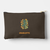 Pochette À Accessoires Yoga pose retro swirls name taupe brown (Verso)