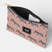 Pochette À Accessoires Zebra Exotic Animal Motif Blush Pink Monogramme (Ouvrir)