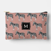 Pochette À Accessoires Zebra Exotic Animal Motif Blush Pink Monogramme (Recto)