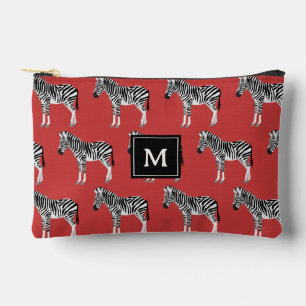 Pochette À Accessoires Zebra Exotic Animal Motif Deep Red Monogram