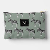 Pochette À Accessoires Zebra Exotic Animal Motif Sage Green Monogramme (Verso)