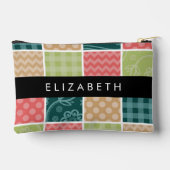 Pochette À Accessoires Zigzag, Chevron, En vichy, Pois, Votre Nom (Verso)