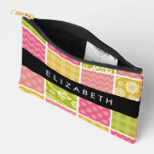 Pochette À Accessoires Zigzag, Chevron, Pois, En vichy, Votre Nom (Ouvrir)