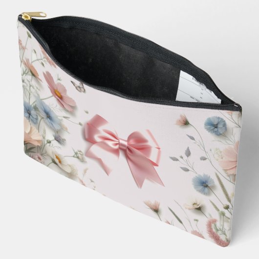 Pochette d'accessoires à motif floral rose Coquett (Ouvrir)